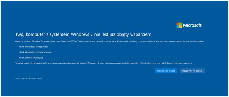 koniec wsparcia dla MS Windows 7