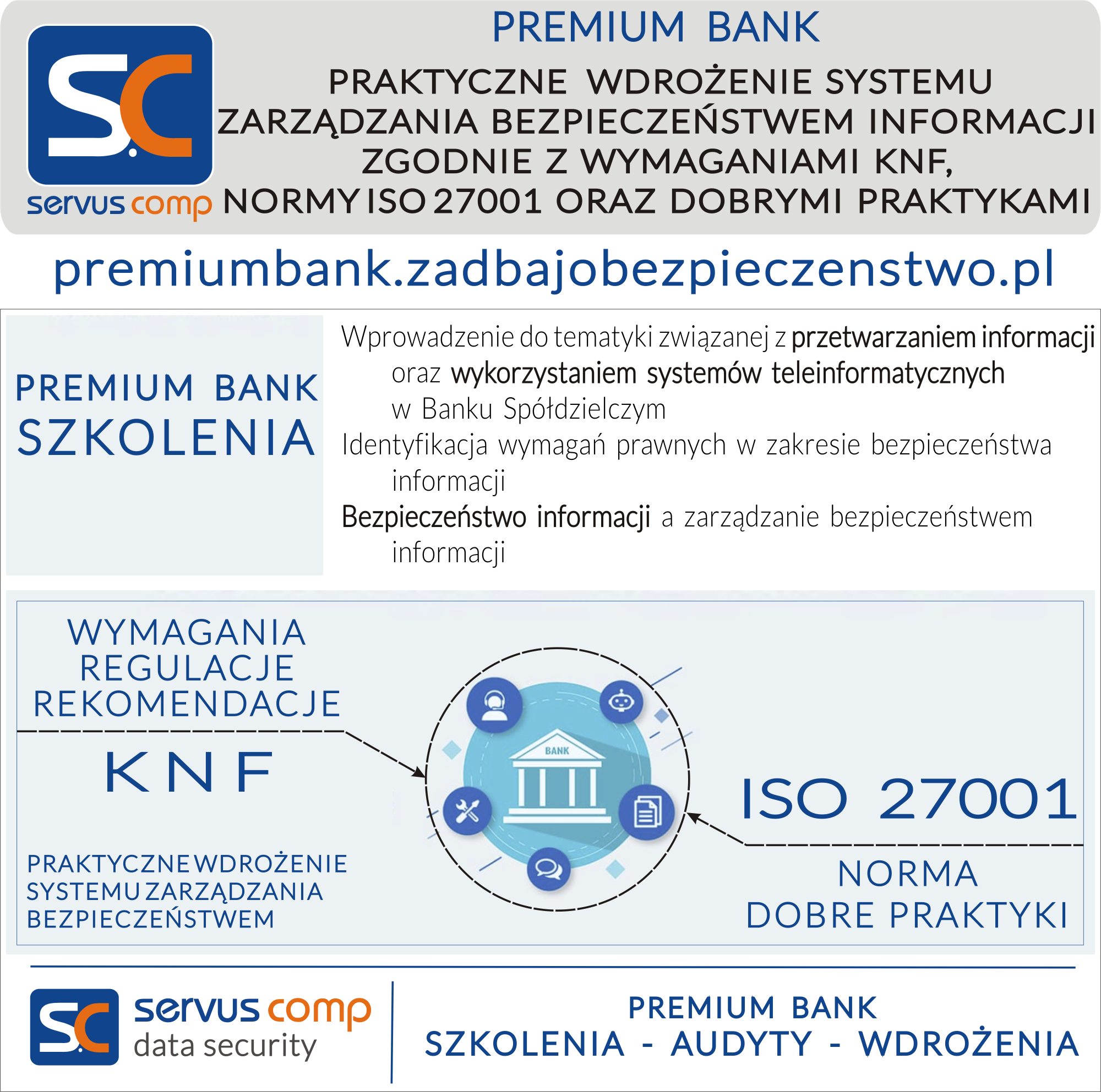 PRAKTYCZNE WDROŻENIE SYSTEMU ZARZĄDZANIA BEZPIECZEŃSTWEM INFORMACJI ZGODNIE Z WYMAGANIAMI KNF, NORMY ISO 27001 ORAZ DOBRYMI PRAKTYKAMI 