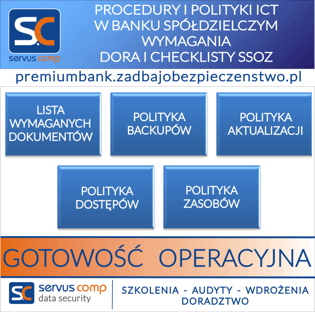 PROCEDURY I POLITYKI ICT W BANKU SPÓŁDZIELCZYM WYMAGANIA DORA I CHECKLISTY SSOZ