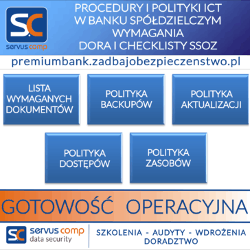 PROCEDURY I POLITYKI ICT W BANKU SPÓŁDZIELCZYM WYMAGANIA DORA I CHECKLISTY SSOZ