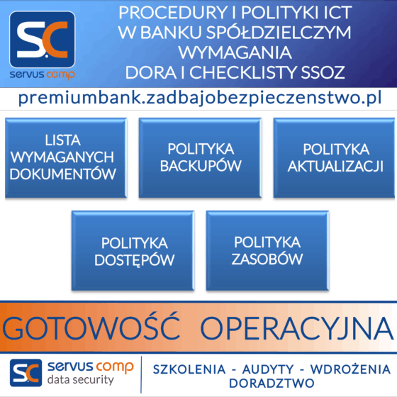PROCEDURY I POLITYKI ICT W BANKU SPÓŁDZIELCZYM WYMAGANIA DORA I CHECKLISTY SSOZ