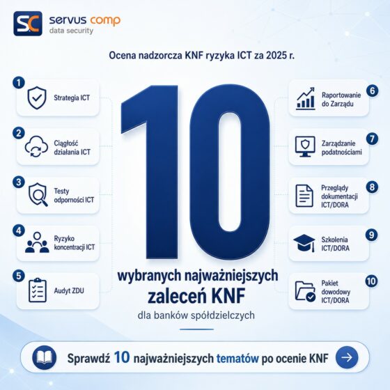 10 wybranych najważniejszych zaleceń KNF po ocenie ryzyka ICT 2025 — praktyczne podsumowanie dla banków spółdzielczych
