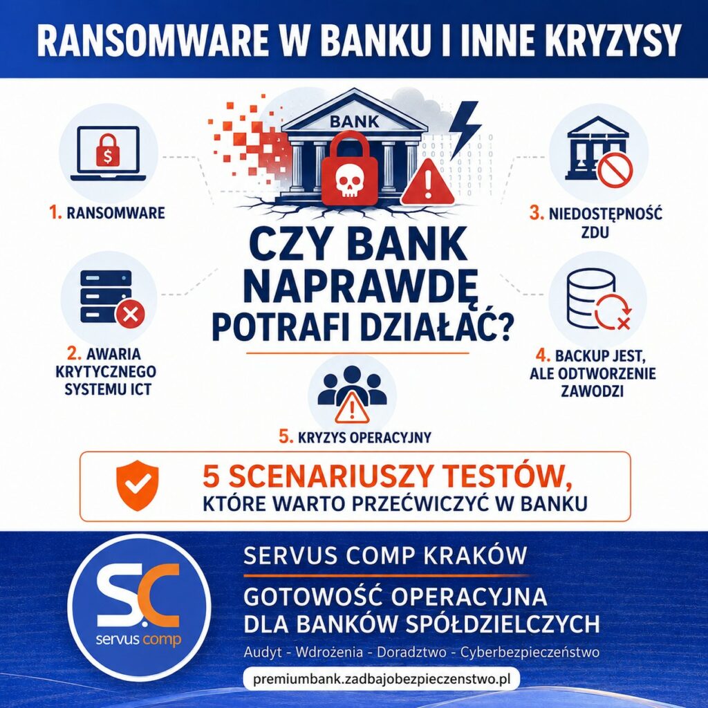 RANSOMWARE W BANKU I INNE KRYZYSY – TESTY STOLIKOWE I SCENARIUSZOWE: CZY BANK NAPRAWDĘ POTRAFI DZIAŁAĆ?